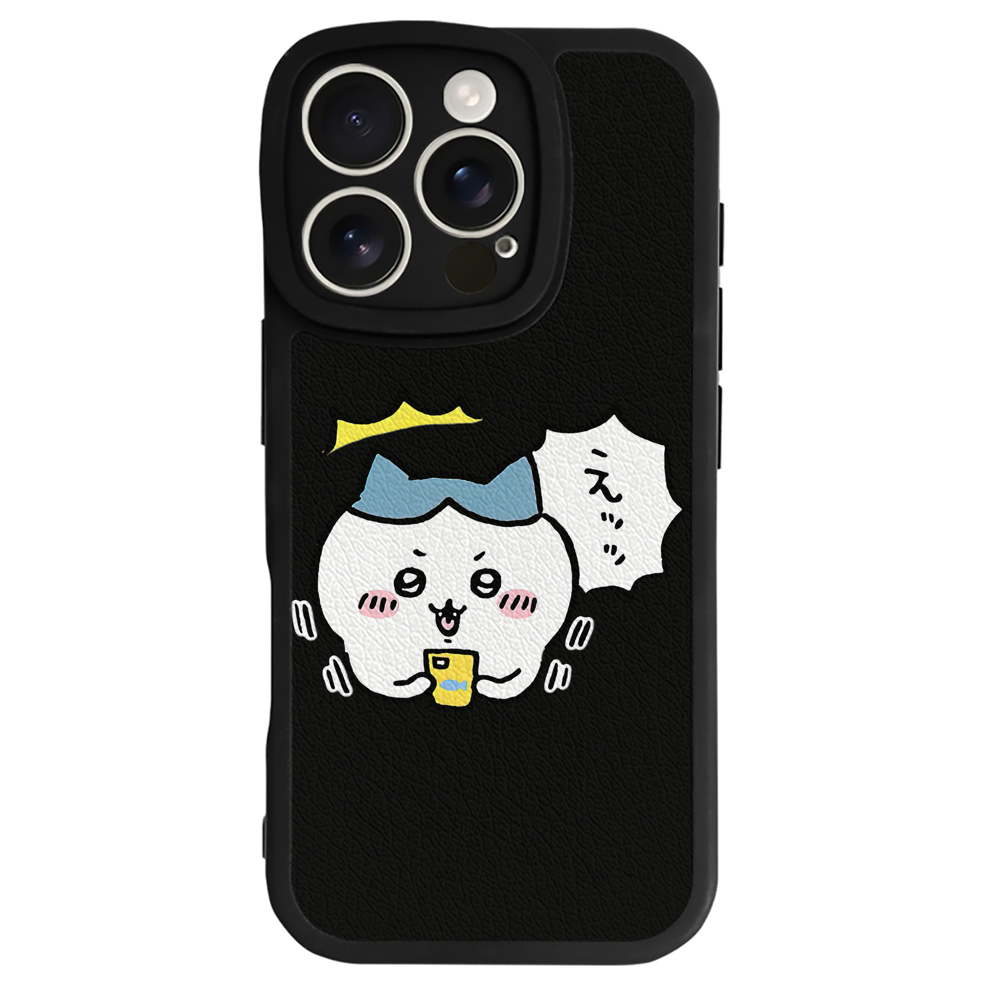 （画像用） ちいかわ ハチワレ Chii-kawa hachiware 【iPhone 16シリーズ対応】シリコンスマホケース（レザー調） 材質：シリコン
